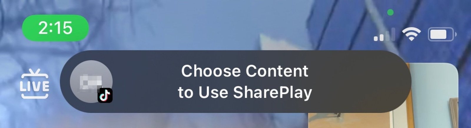 Image of SharePlay banner saying "Choose Content to Use SharePlay"