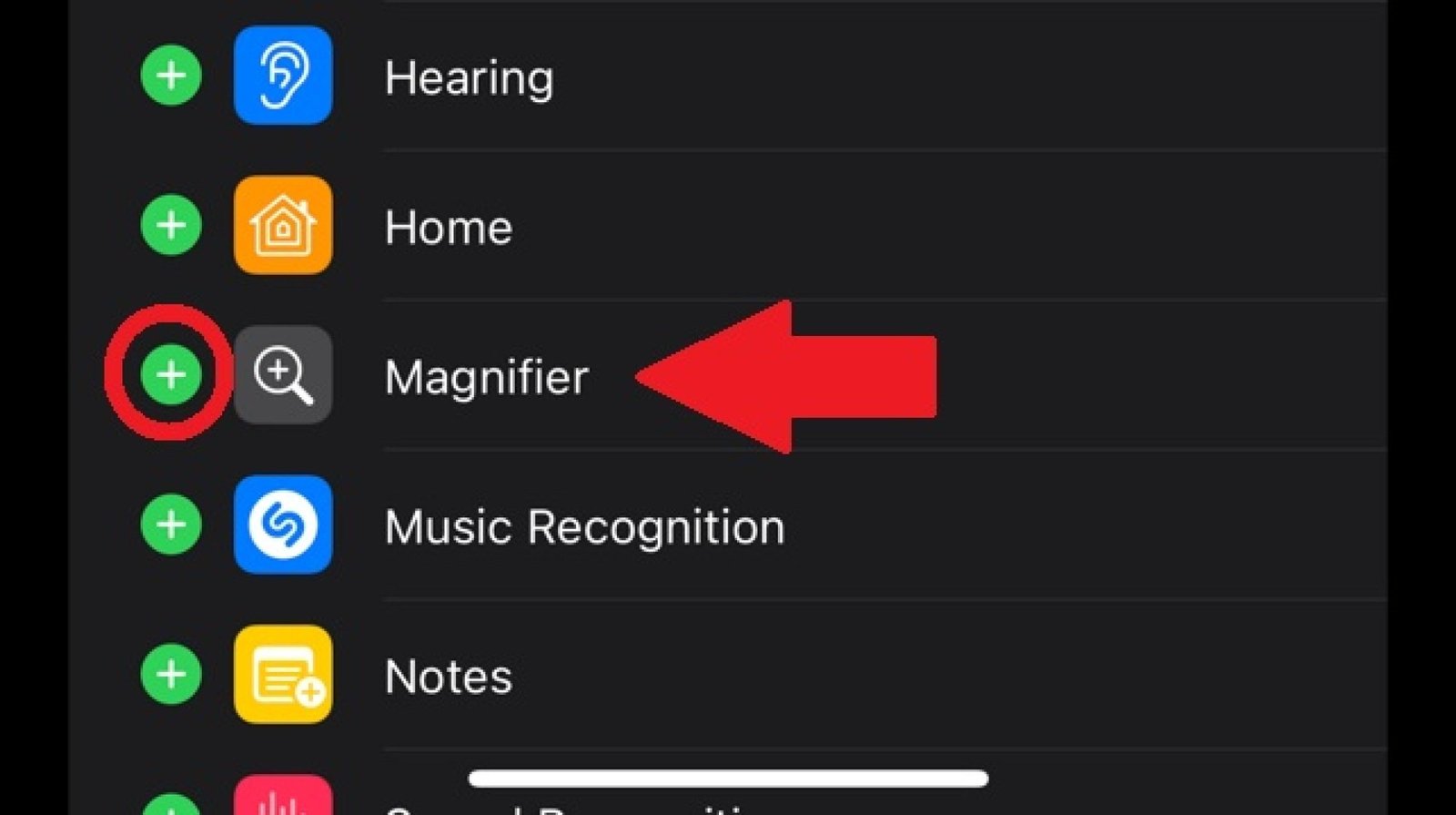 directions to get to Magnifier in iPhone