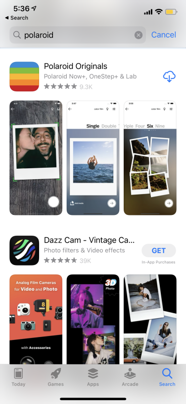 polaroid app in app store